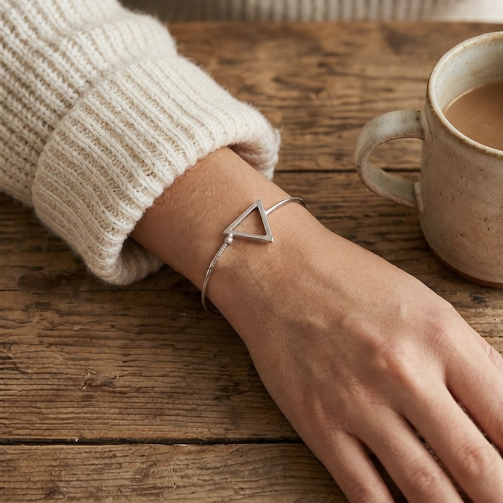 Minimal Triangle Open Bangle Bracelet