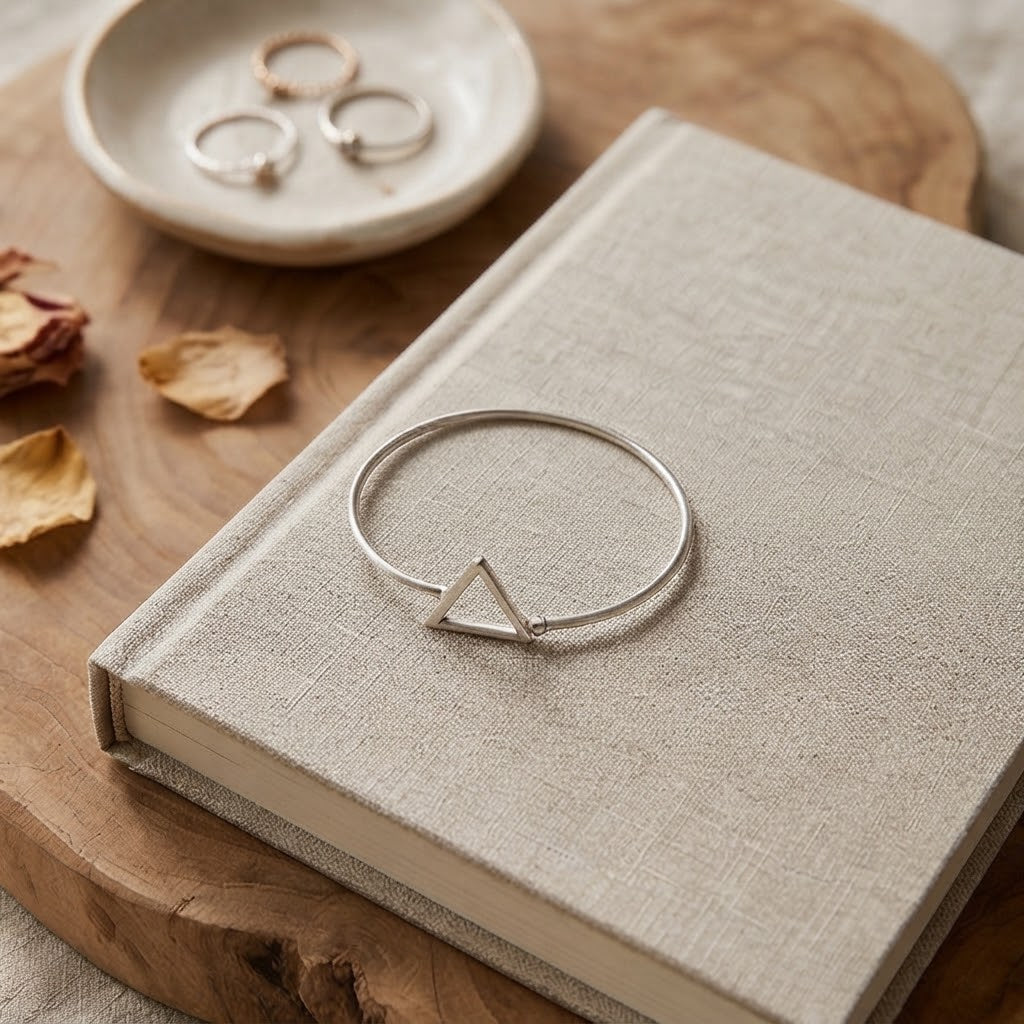Minimal Triangle Open Bangle Bracelet