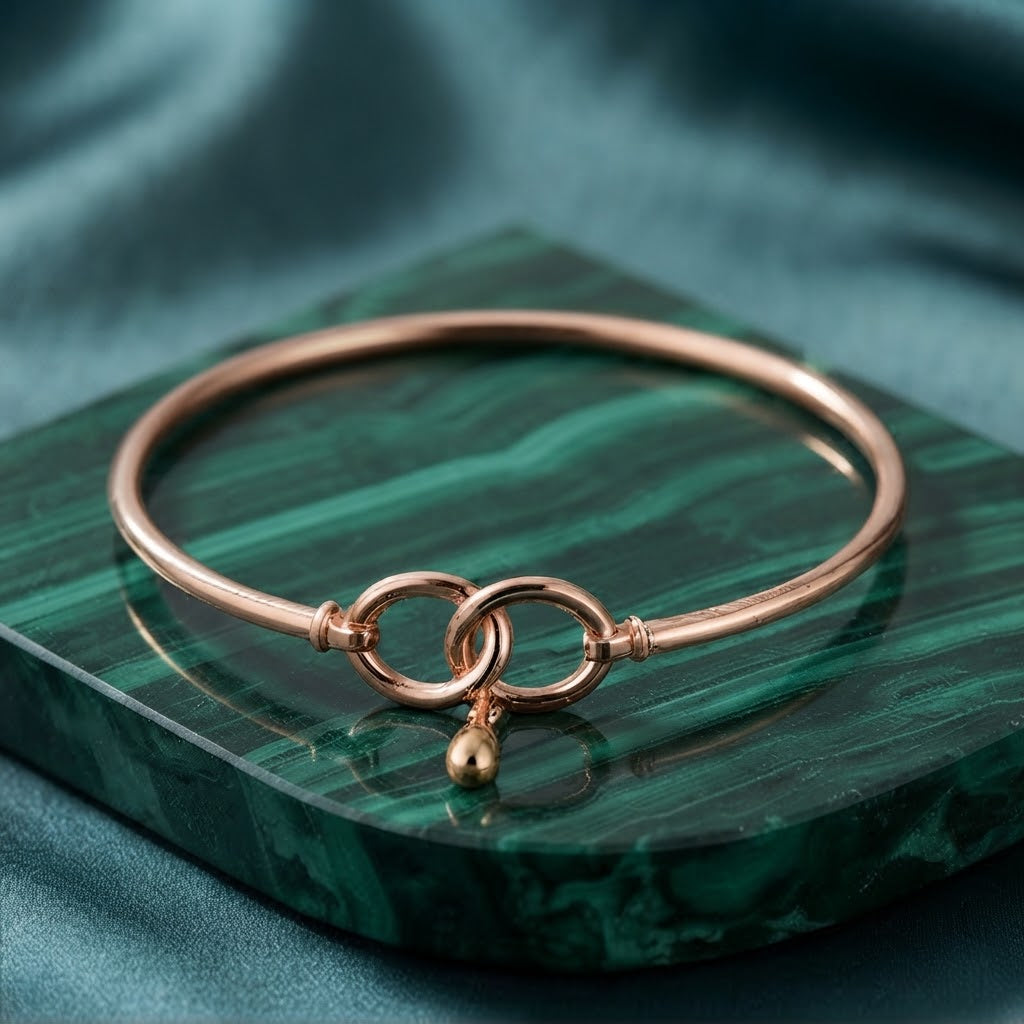 Rose Gold Interlocking Infinity Drop Cuff Bracelet
