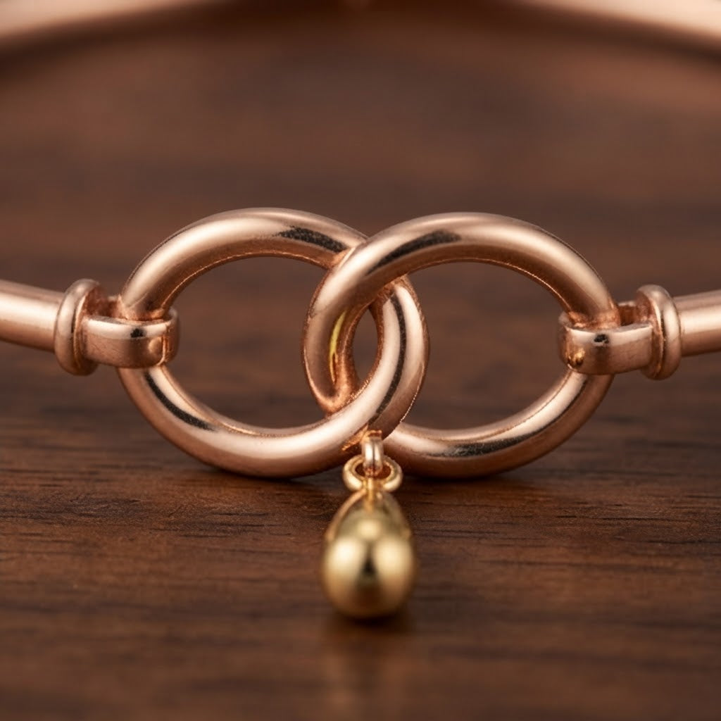 Rose Gold Interlocking Infinity Drop Cuff Bracelet