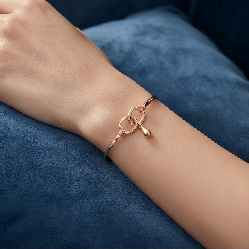 Rose Gold Interlocking Infinity Drop Cuff Bracelet