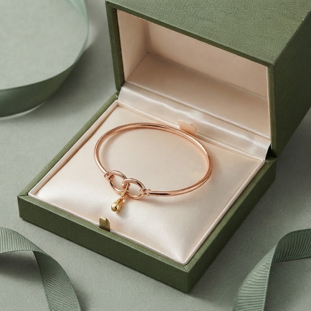 Rose Gold Interlocking Infinity Drop Cuff Bracelet