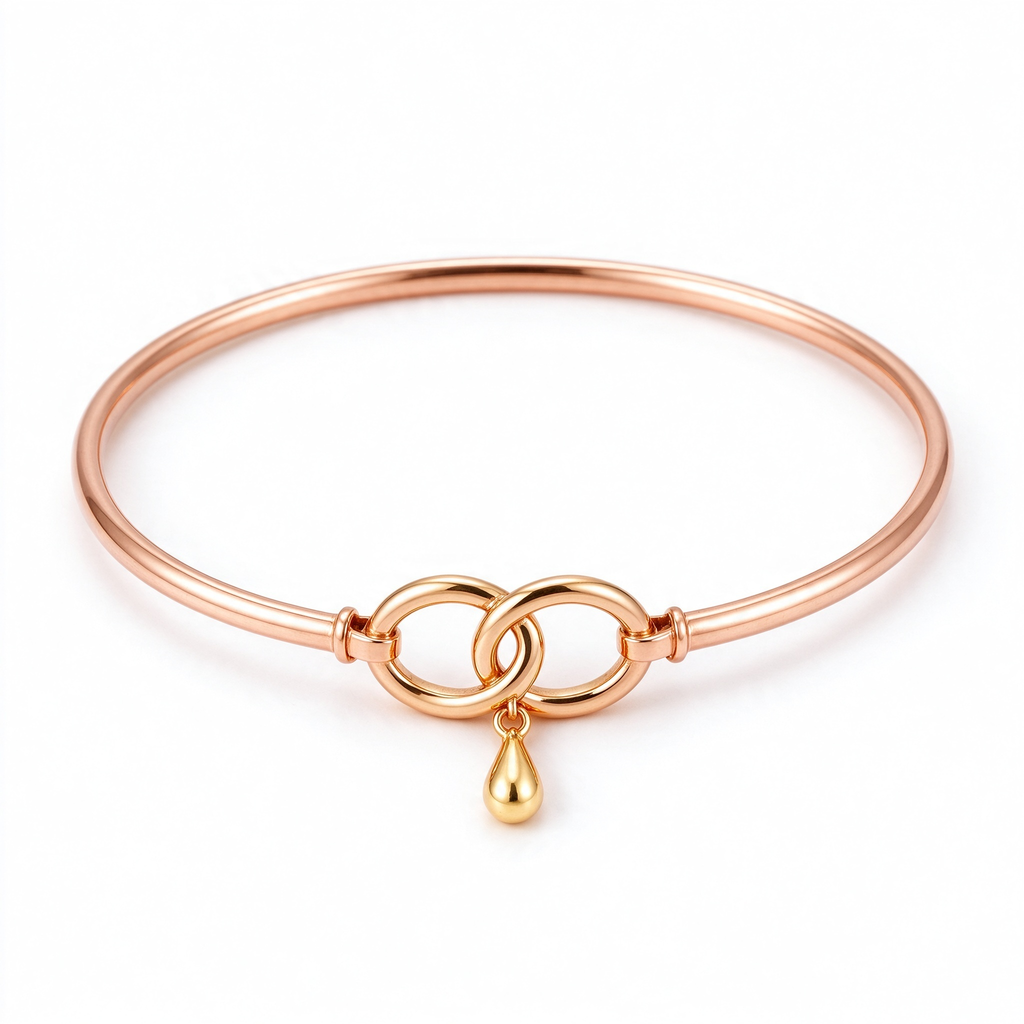Rose Gold Interlocking Infinity Drop Cuff Bracelet