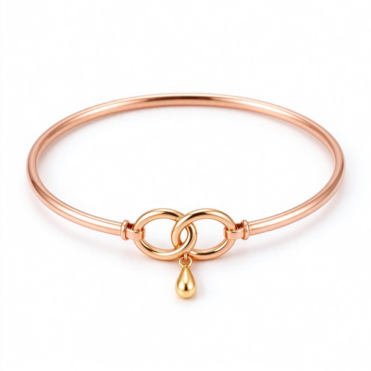 Rose Gold Interlocking Infinity Drop Cuff Bracelet
