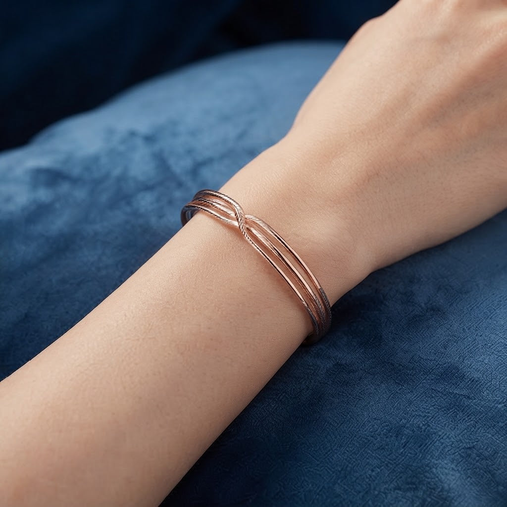 Rose Gold Infinity Twist Cuff Bracelet