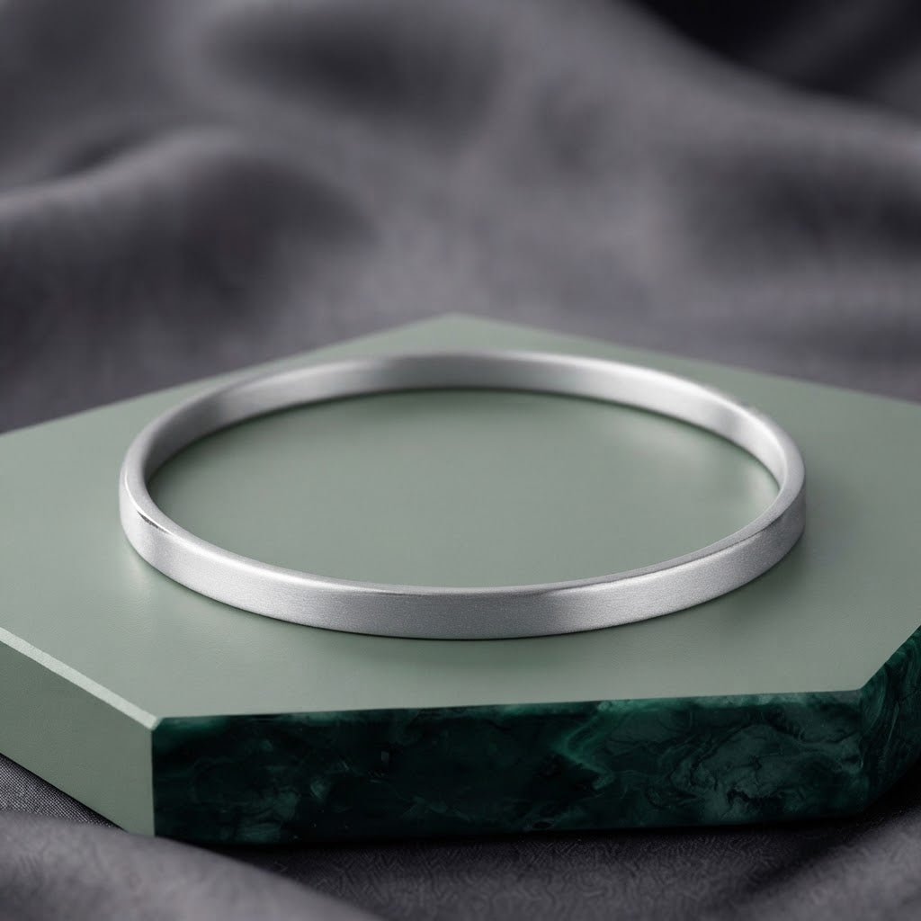 Silver Minimalist Slim Bangle Bracelet