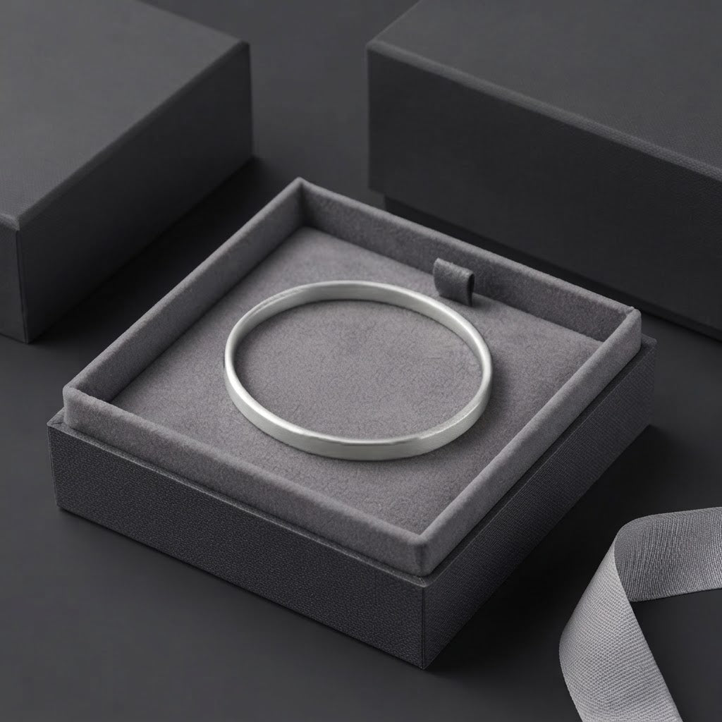 Silver Minimalist Slim Bangle Bracelet