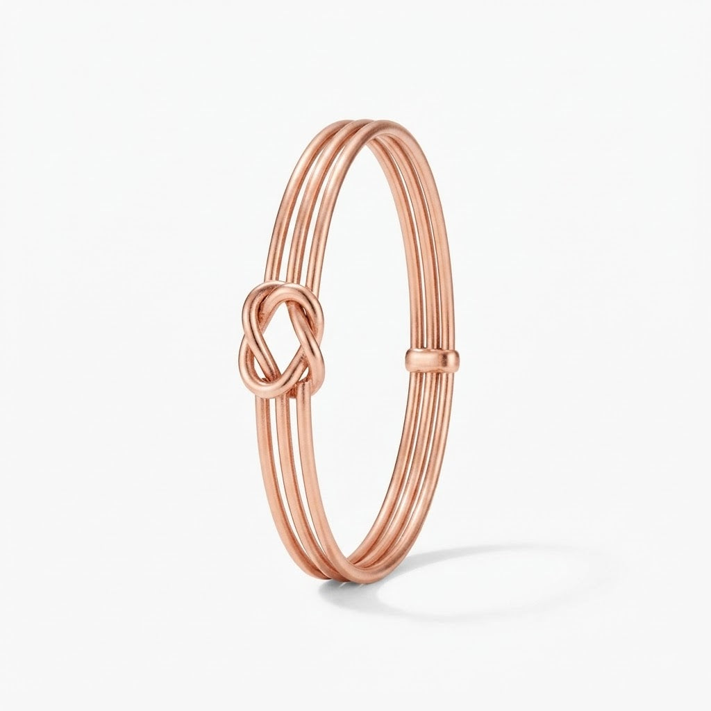 Rose Gold Triple Layer Knot Bangle Bracelet