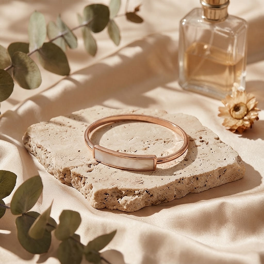 Mother of Pearl Minimalist Open Cuff Bracelet