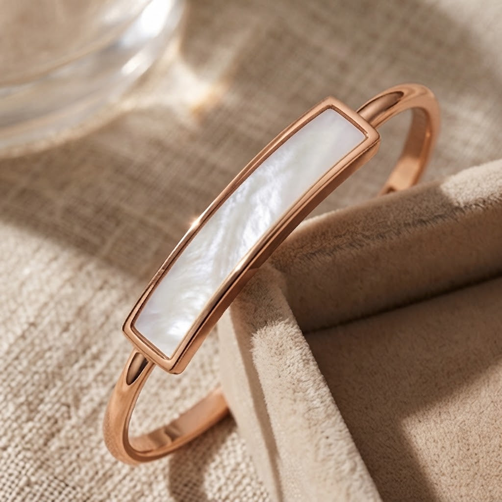 Mother of Pearl Minimalist Open Cuff Bracelet