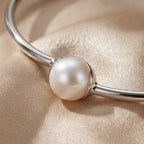 Minimal Pearl Accent Cuff Bracelet