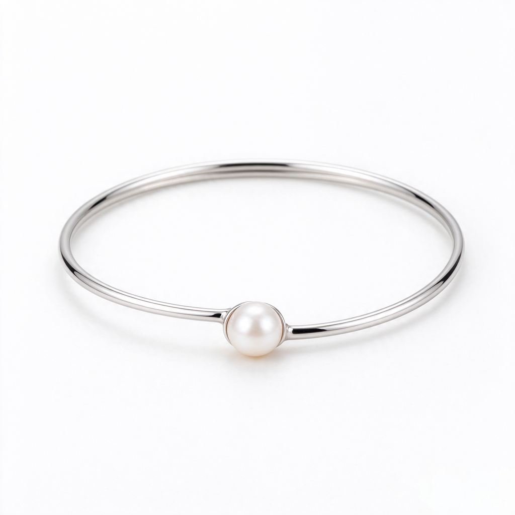 Minimal Pearl Accent Cuff Bracelet