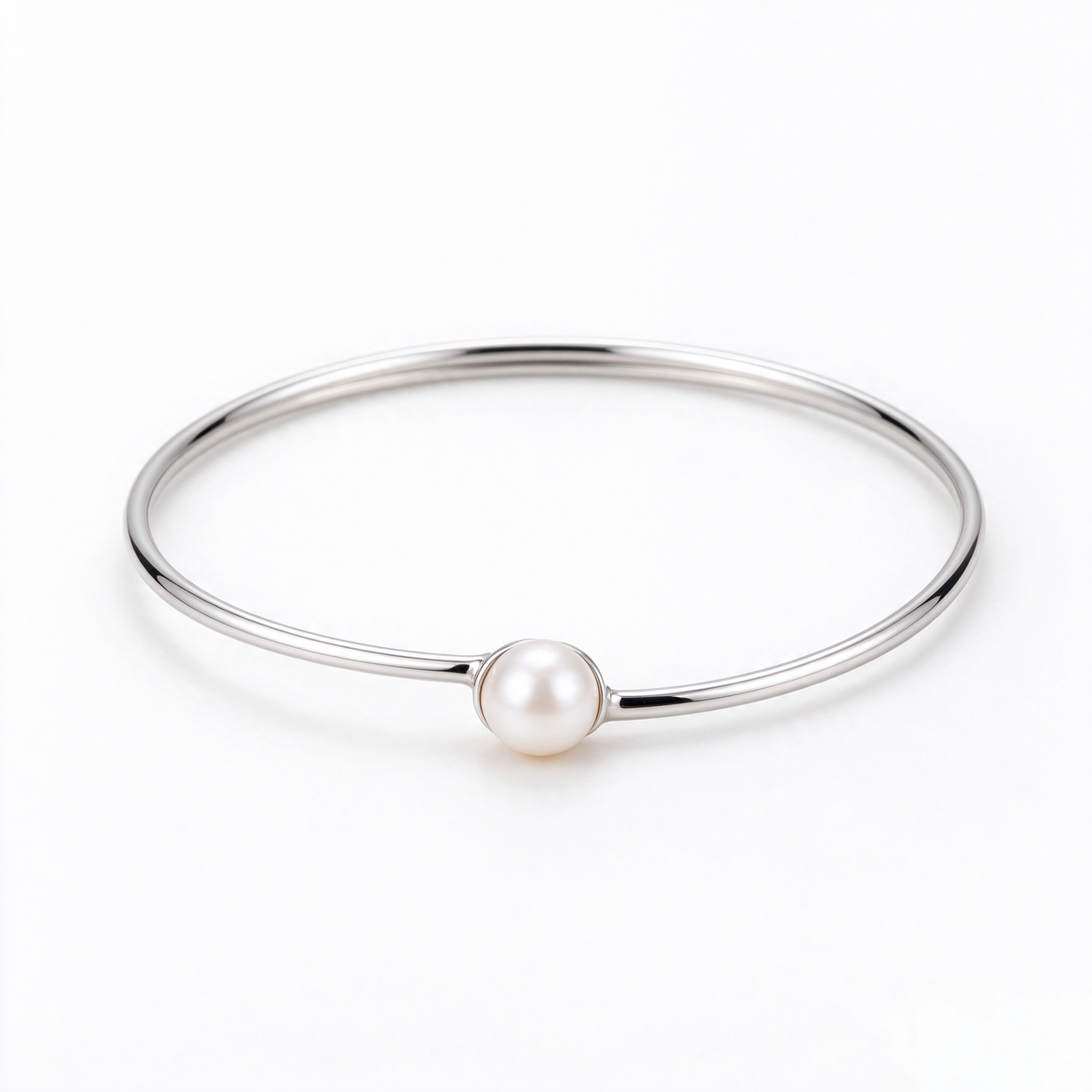 Minimal Pearl Accent Cuff Bracelet