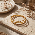 Triple Layer Minimalist Gold Cuff Bracelet