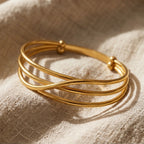 Triple Layer Minimalist Gold Cuff Bracelet