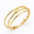 Triple Layer Minimalist Gold Cuff Bracelet