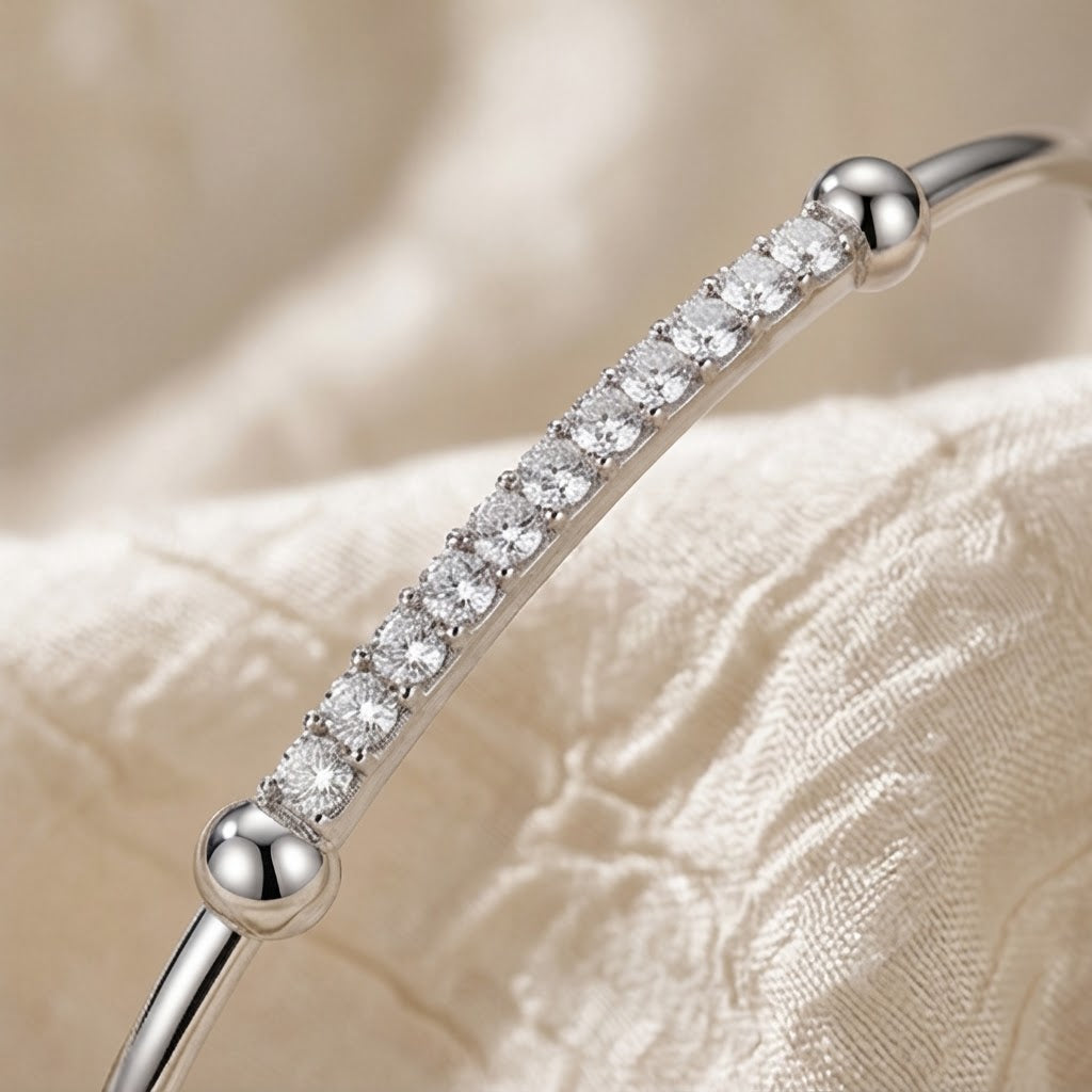 Classic Diamond Accent Minimalist Cuff Bracelet