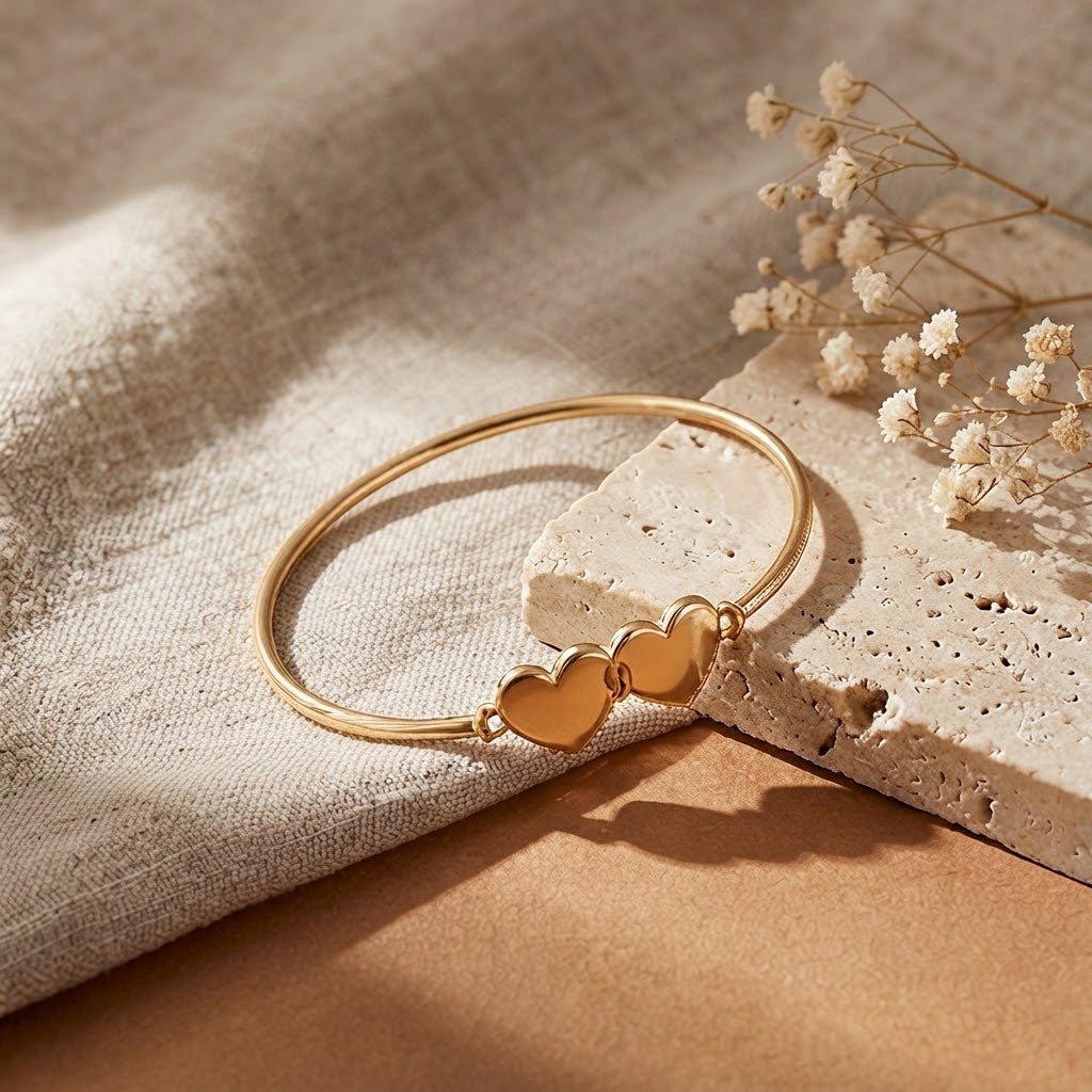 Double Heart Love Symbol Cuff Bracelet