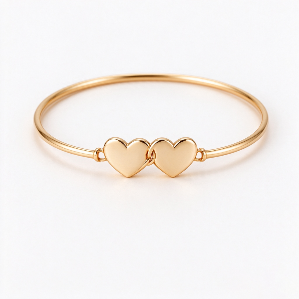 Double Heart Love Symbol Cuff Bracelet