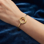 Golden Interlocking Circle Statement Cuff Bracelet