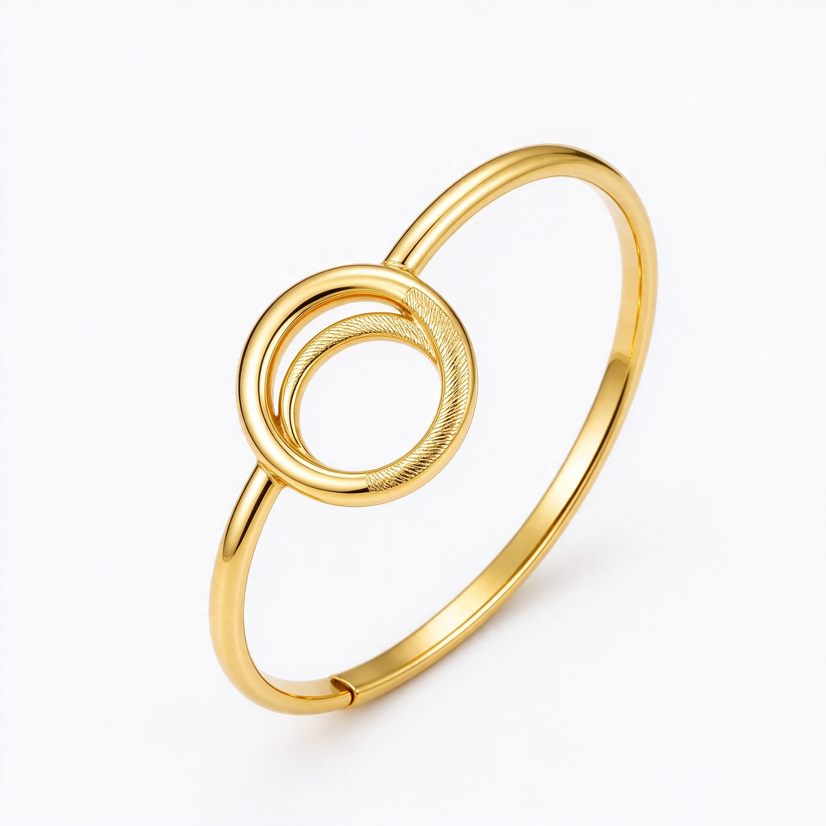 Golden Interlocking Circle Statement Cuff Bracelet